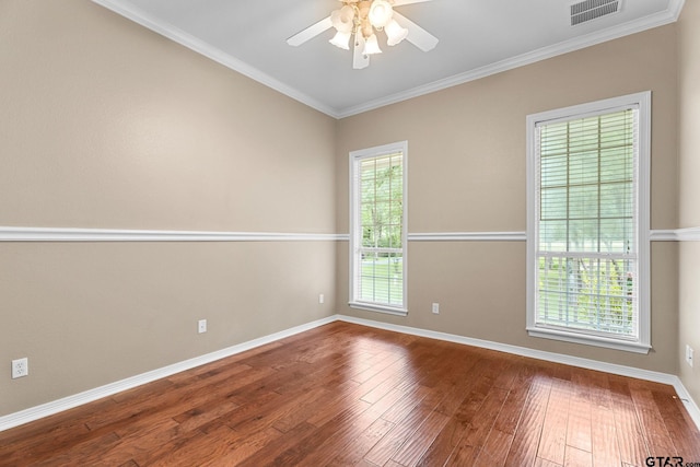 801 Wilder Way, Tyler, TX 75703 - unfurnished room featuring ceiling fan, hardwood / wood-style flooring, and crown molding