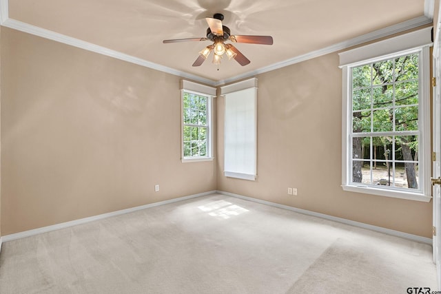 801 Wilder Way, Tyler, TX 75703 - carpeted empty room with plenty of natural light, crown molding, and a ceiling fan