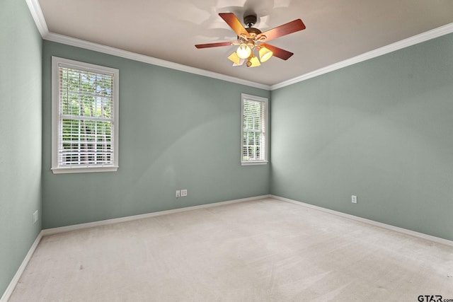 801 Wilder Way, Tyler, TX 75703 - carpeted spare room with healthy amount of natural light, ornamental molding, and ceiling fan