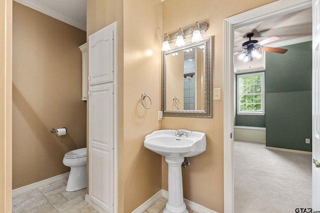 801 Wilder Way, Tyler, TX 75703 - bathroom featuring ceiling fan and ornamental molding