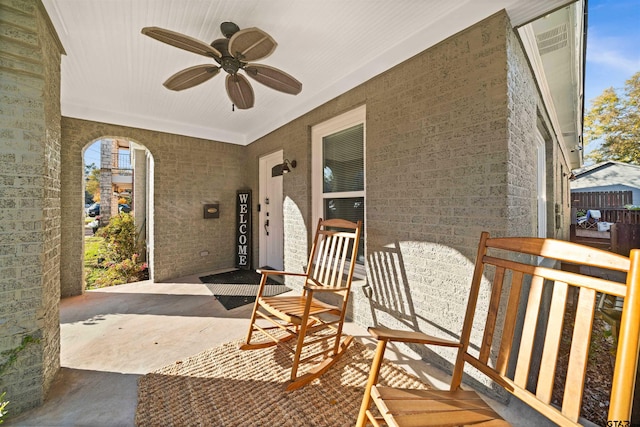 view of patio with ceiling fan