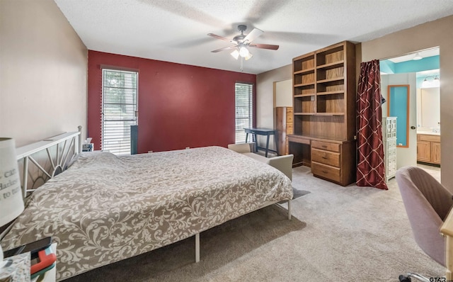 10236 County Road 2253, Tyler, TX 75707 - bedroom featuring carpet floors, a textured ceiling, and ceiling fan