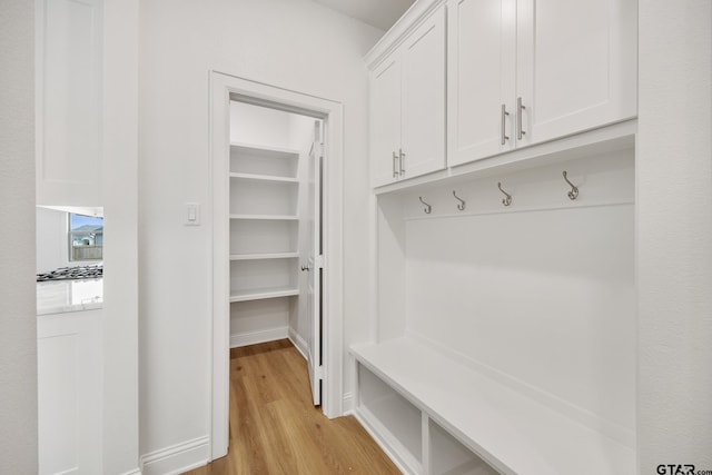 mudroom featuring light hardwood / wood-style floors