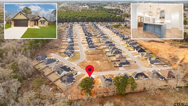 drone / aerial view with a residential view