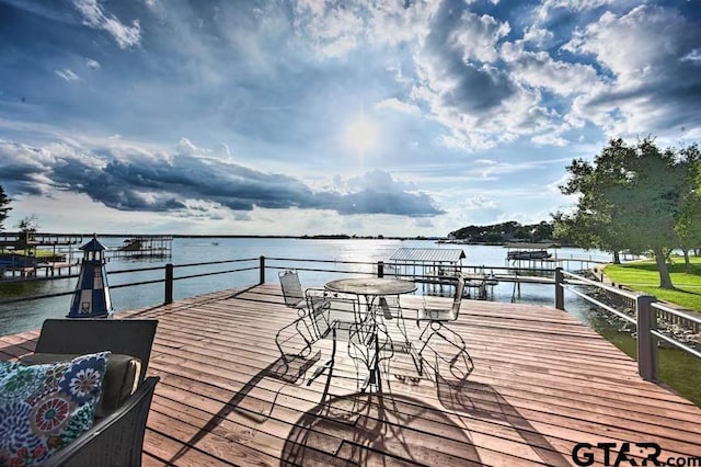 view of dock featuring a water view