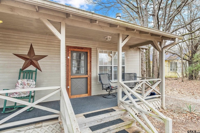 exterior space featuring covered porch