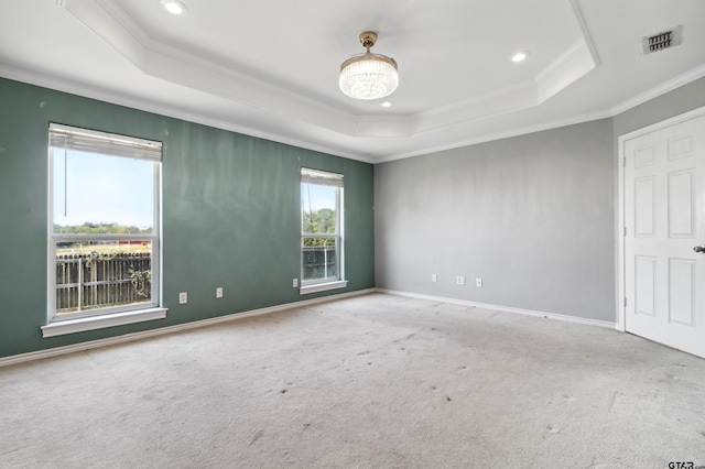 904 Van Winkle Cir, Athens, TX 75751 - carpeted spare room with a tray ceiling, ornamental molding, recessed lighting, and baseboards
