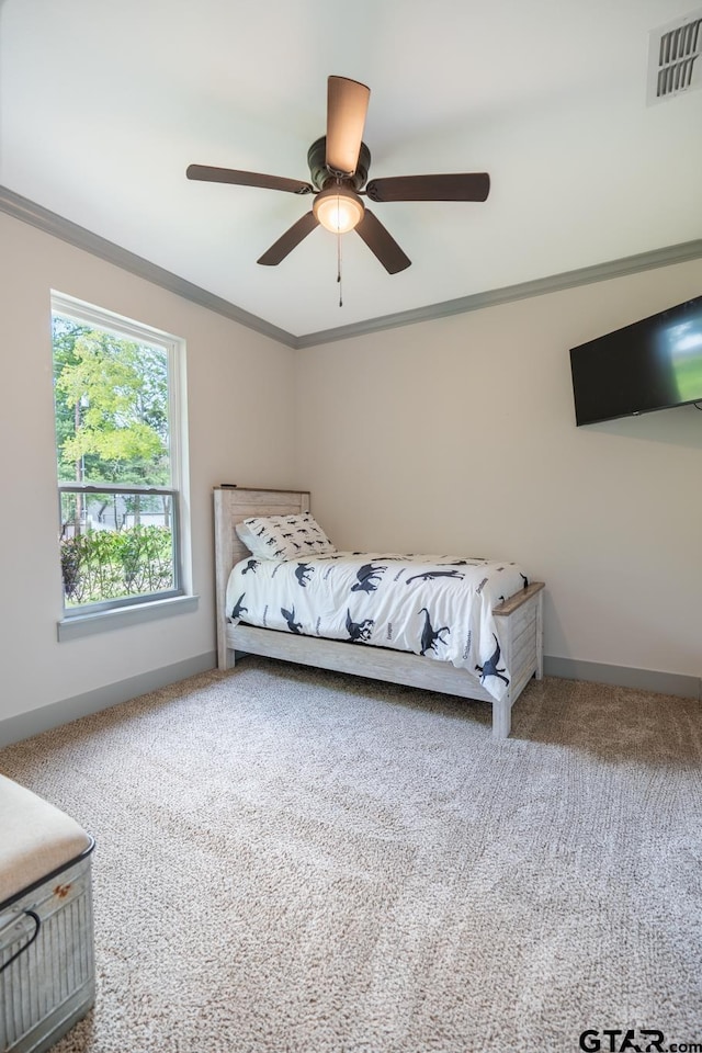 15348 C R 169, Tyler, TX 75703 - carpeted bedroom featuring ceiling fan and crown molding