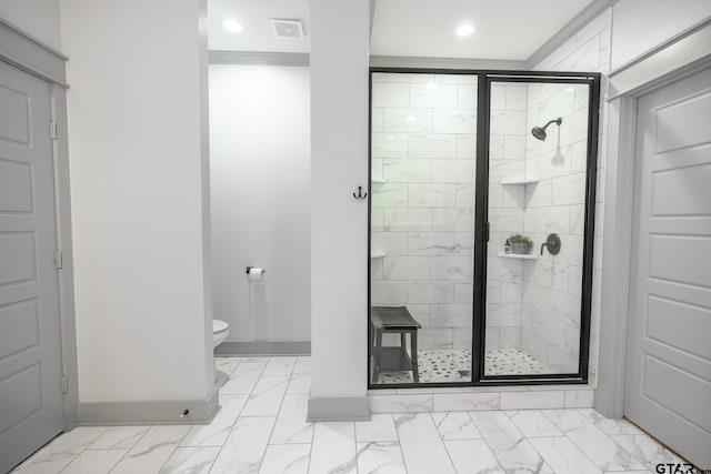 15348 C R 169, Tyler, TX 75703 - bathroom featuring marble finish flooring, a stall shower, and recessed lighting