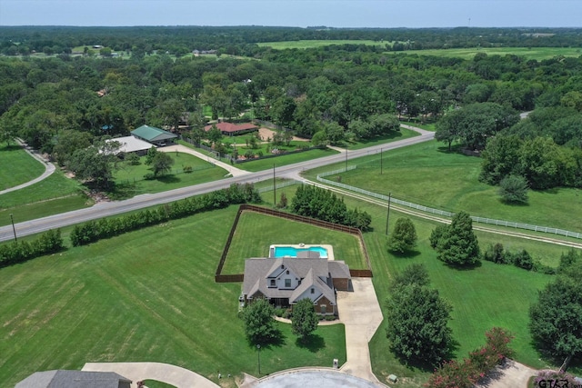 aerial view with a rural view