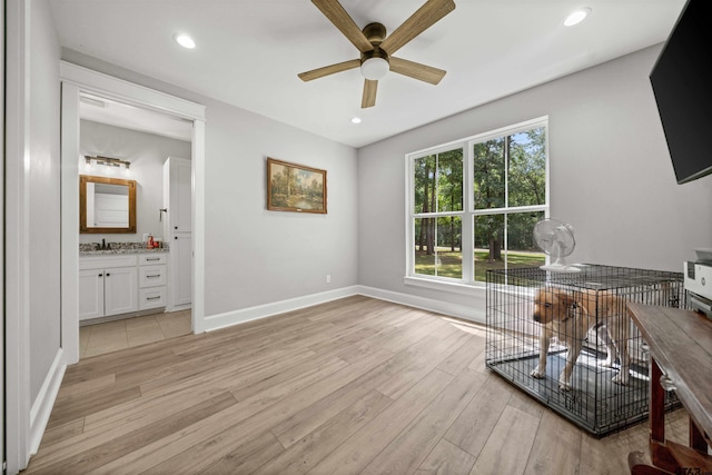 14607 Reserve Ct, Tyler, TX 75707 - office space featuring light wood-type flooring, a ceiling fan, and recessed lighting