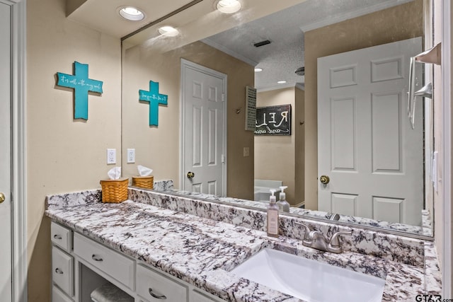 1801 N Fairway, Mount Pleasant, TX 75455 - bathroom featuring vanity and crown molding