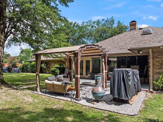1801 N Fairway, Mount Pleasant, TX 75455 - view of patio with outdoor lounge area, a grill, and a pergola