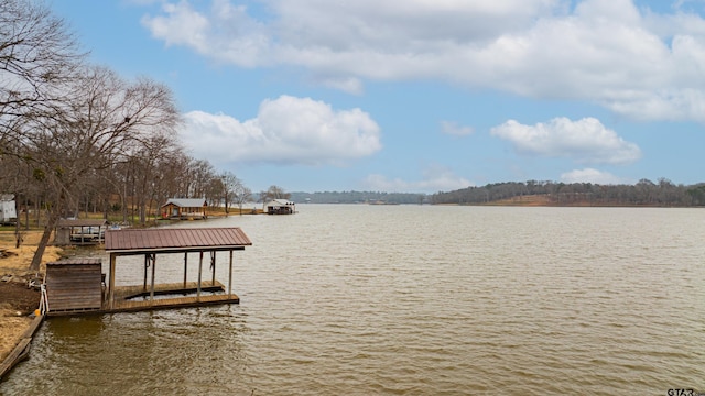 view of dock featuring a water view