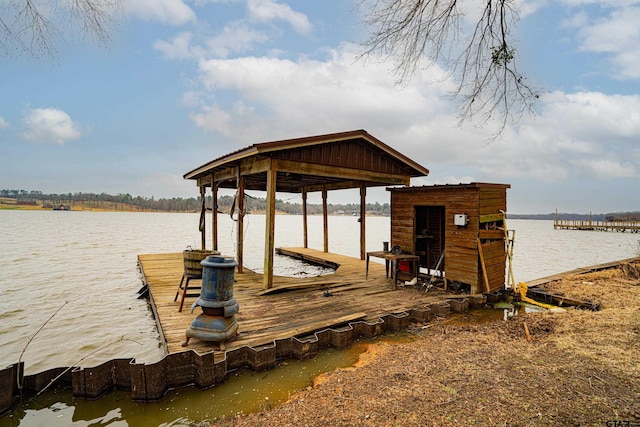 view of dock featuring a water view