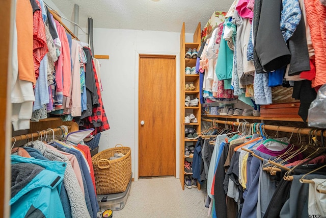 walk in closet featuring carpet