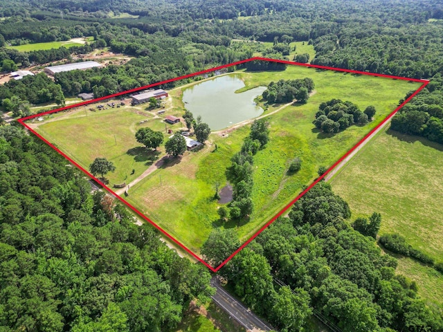 2711 N Fm 250, Hughes Springs, TX 75656 - aerial overview of property's location with a large body of water and property boundaries highlighted