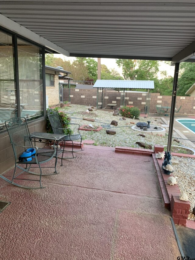 view of patio featuring a fenced backyard and a fenced in pool