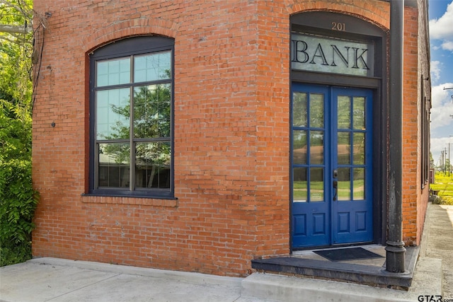 property entrance with french doors