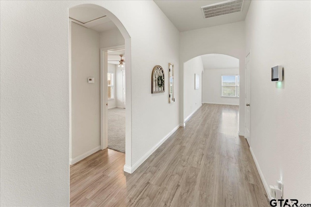 hall featuring light wood-type flooring