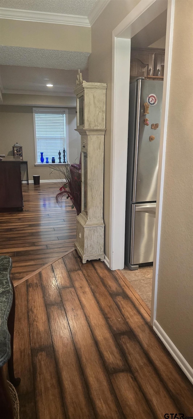 406 Brookwood Dr, Mount Pleasant, TX 75455 - hall featuring hardwood / wood-style floors and crown molding