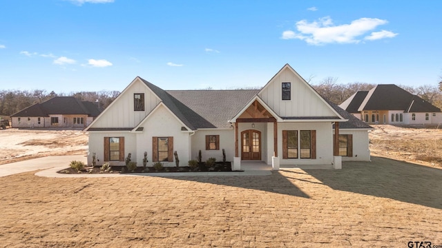 view of modern inspired farmhouse