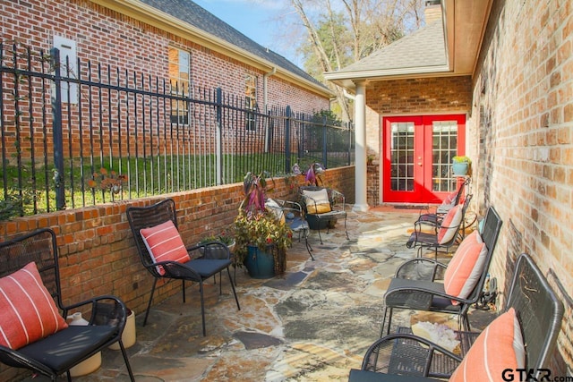 view of patio featuring french doors