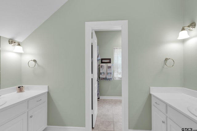 bathroom featuring vanity and tile patterned flooring