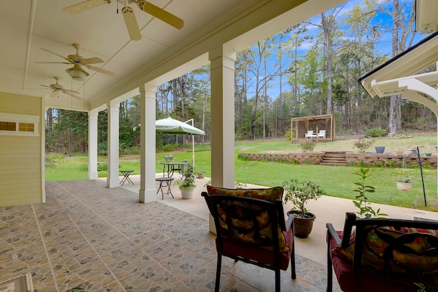 view of patio / terrace with ceiling fan