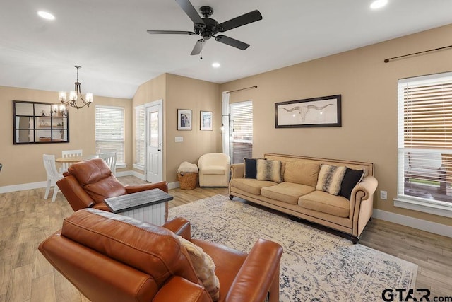 17127 Meadowview Ln, Lindale, TX 75771 - living room with a chandelier, recessed lighting, a ceiling fan, and wood finished floors