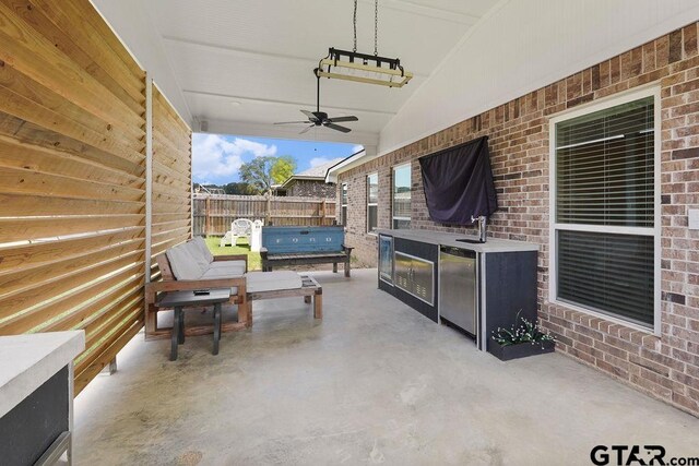 17127 Meadowview Ln, Lindale, TX 75771 - view of patio with a ceiling fan and a sink