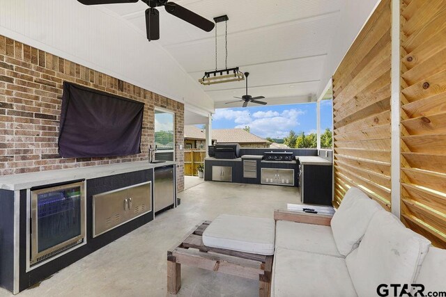 17127 Meadowview Ln, Lindale, TX 75771 - view of patio / terrace with a ceiling fan and exterior kitchen