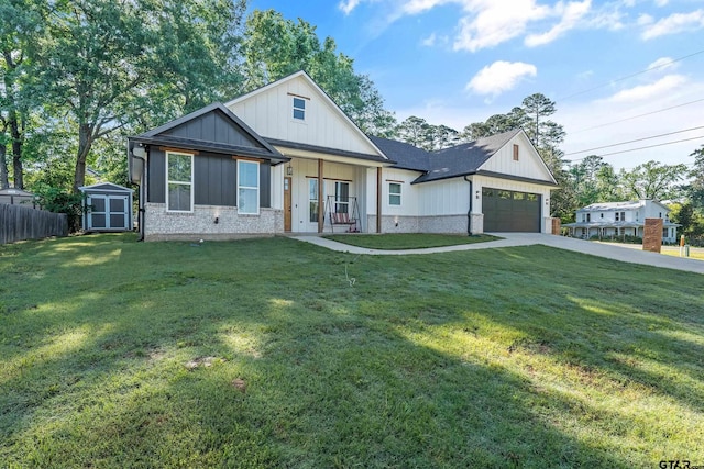 519 Crystal Ave, Rusk, TX 75785 - modern inspired farmhouse featuring a garage, a shed, concrete driveway, and board and batten siding