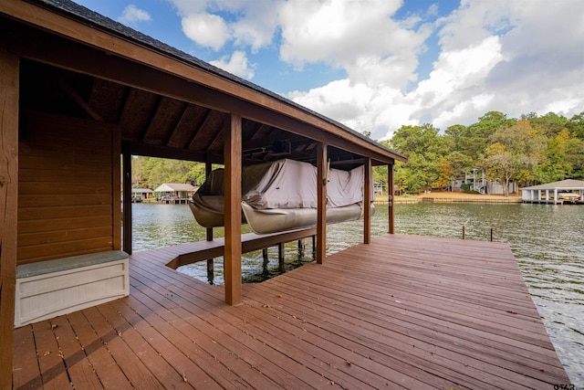 view of dock featuring a water view