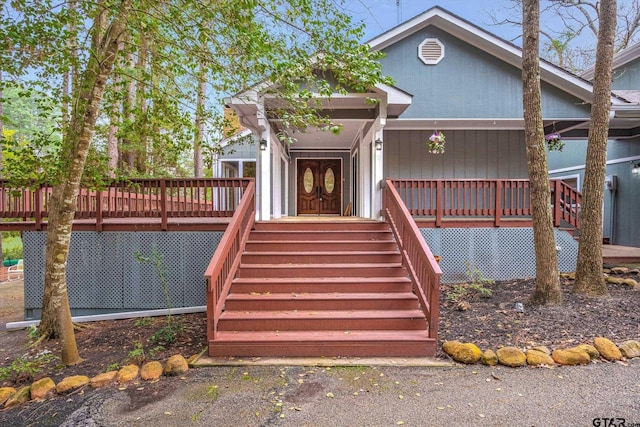 381 Winding Trl, Holly Lake Ranch, TX 75765 - view of front of house with stairway