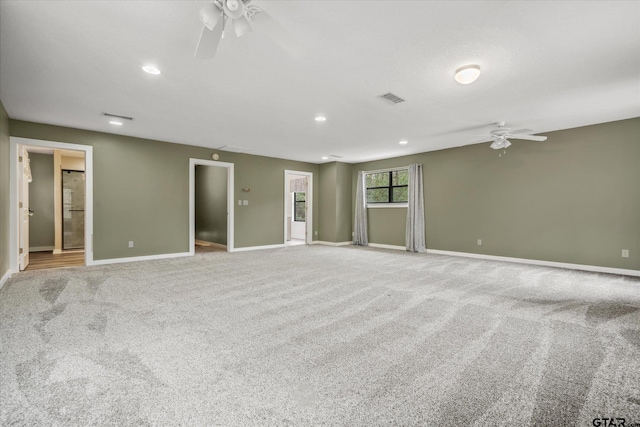 381 Winding Trl, Holly Lake Ranch, TX 75765 - empty room featuring ceiling fan, carpet flooring, baseboards, and recessed lighting