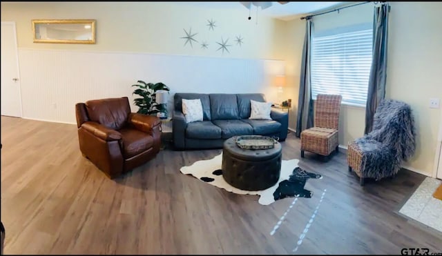 living room with wood-type flooring