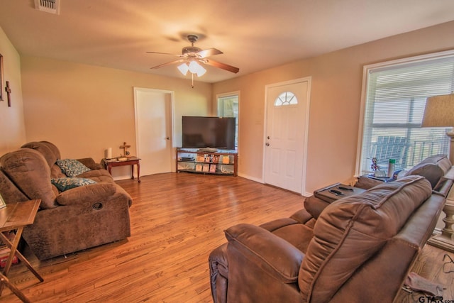 17215 Tartlon Rd, Mabank, TX 75147 - living area featuring ceiling fan and wood finished floors