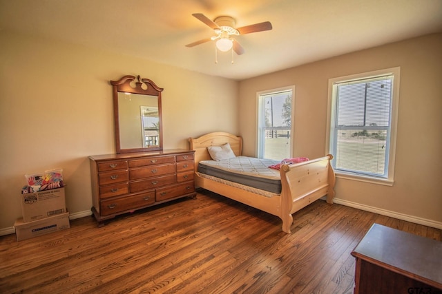 17215 Tartlon Rd, Mabank, TX 75147 - bedroom featuring dark wood-type flooring and ceiling fan
