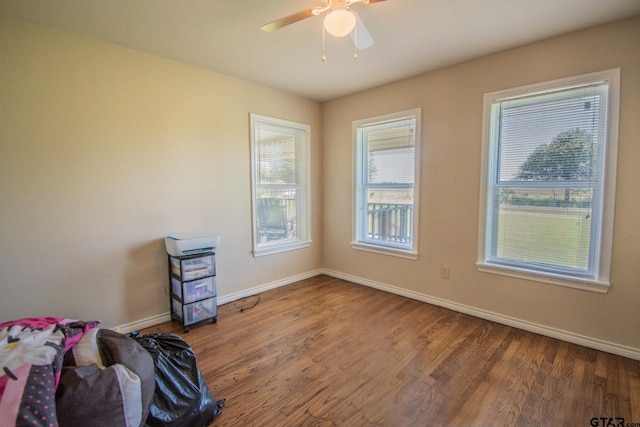 17215 Tartlon Rd, Mabank, TX 75147 - spare room featuring wood finished floors and ceiling fan