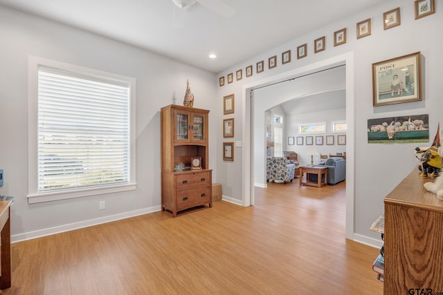 interior space with light hardwood / wood-style flooring