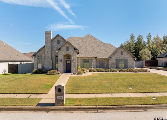 french provincial home featuring a front yard