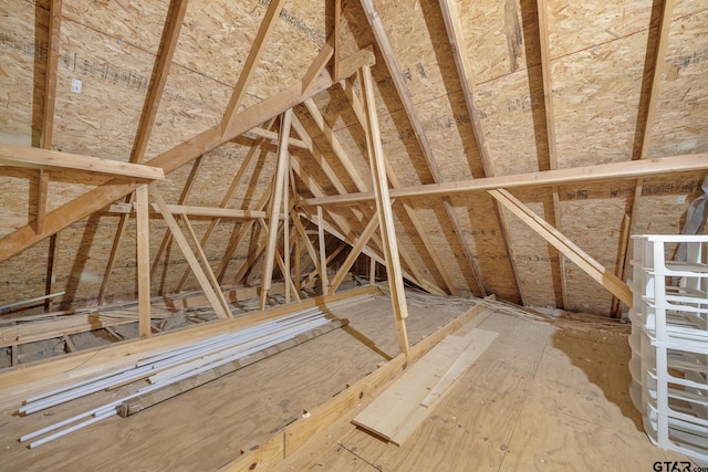 view of unfinished attic