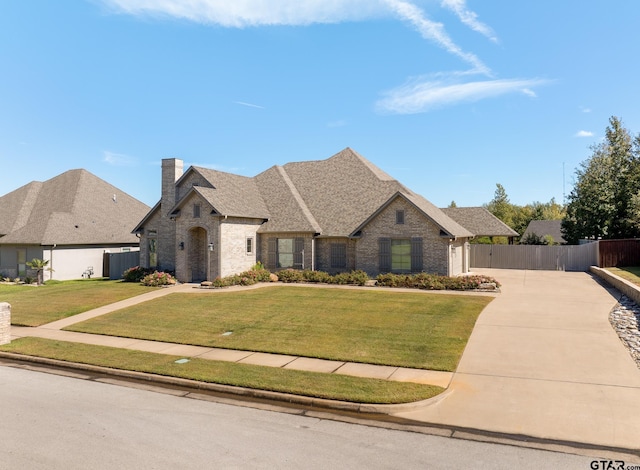 view of front facade featuring a front yard