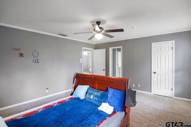 1216 Kingspark Dr, Tyler, TX 75703 - bedroom featuring carpet flooring, visible vents, baseboards, and ornamental molding