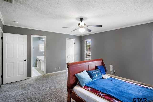1216 Kingspark Dr, Tyler, TX 75703 - bedroom featuring crown molding, a textured ceiling, and carpet flooring