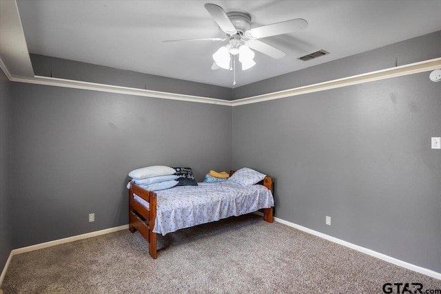 1216 Kingspark Dr, Tyler, TX 75703 - carpeted bedroom featuring visible vents, baseboards, and ceiling fan
