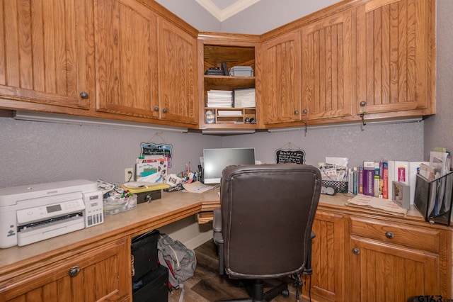 home office with built in desk