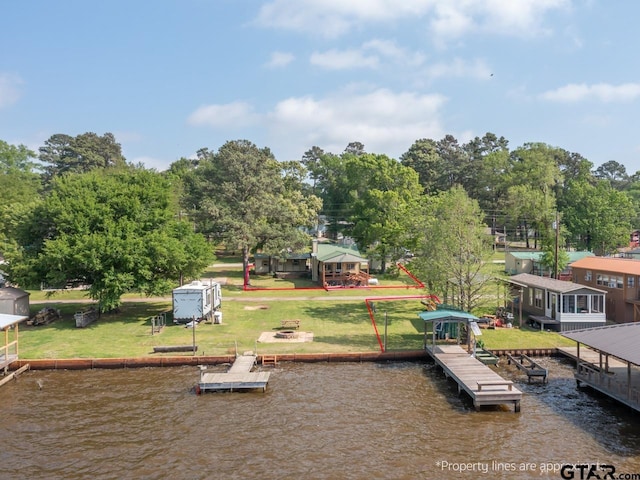 22090 Sportsmans Dr, Chandler, TX 75758 - dock with a yard and view of scattered trees