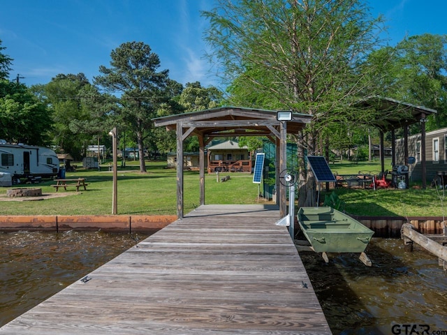 22090 Sportsmans Dr, Chandler, TX 75758 - dock area featuring a gazebo and a lawn